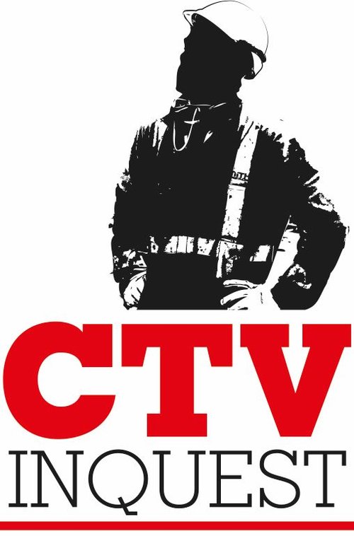 A newspaper infographic depicting the outline of man in work gear and a hard hat, accompanied by the words "CTV INQUEST"