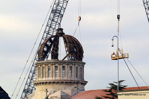 Basilica, dome deconstruction with cranes in the background